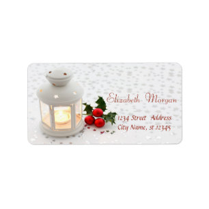 Candle, Stars Holiday Label