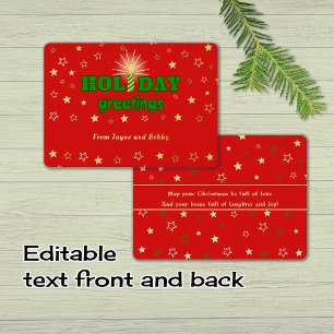 Candle stars red holiday greetings Foil Card