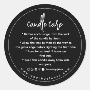 Candle warning Elegant Black Candle care Label