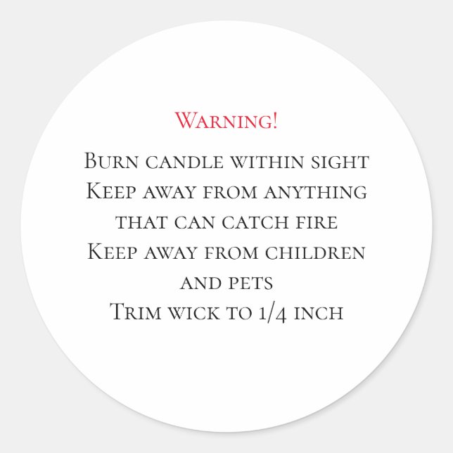 Candle Warning Label (Front)