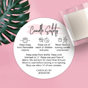 Candle Warning Label Modern Feminine Pink Script