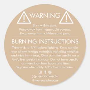 Candle Warning Label – Modern Safety Design