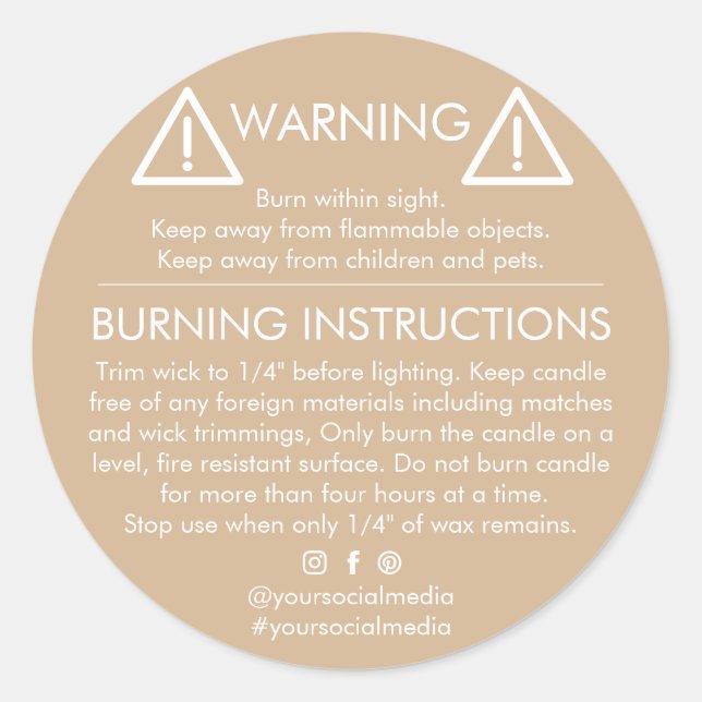 Candle Warning Label – Modern Safety Design  (Front)
