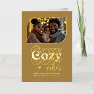 Candlelight Cozy Vibes Christmas Photo Foil Holiday Card