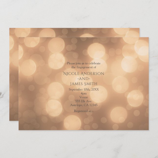Candlelight Glow Elegant Bokeh Lights Engagement Invitation (Front/Back)