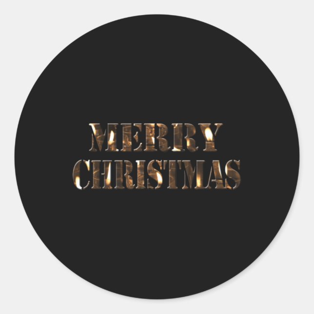 Candlelight Tygraphy Merry Christmas T Shirt  Classic Round Sticker (Front)