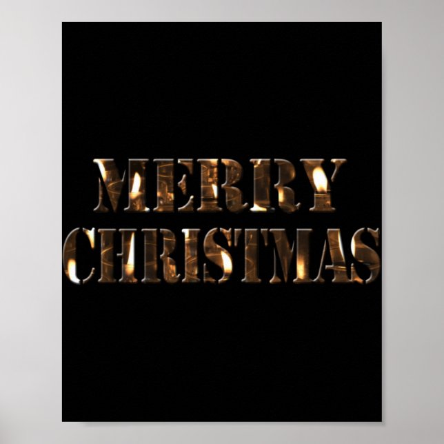 Candlelight Tygraphy Merry Christmas T Shirt  Poster (Front)