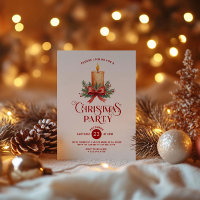 Candlelight with Red Bow Christmas Party Invite 