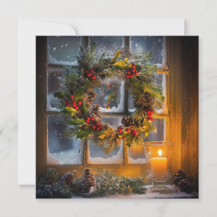 Candlelight Wreath Christmas Greeting Card