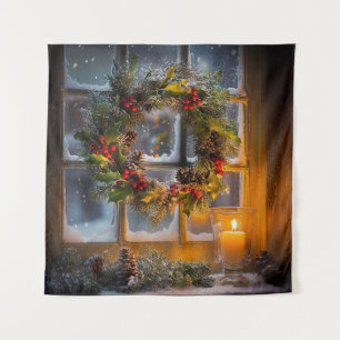 Candlelight Wreath Tapestry