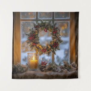 Candlelight Wreath Tapestry