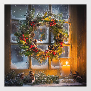 Candlelight Wreath Window Cling