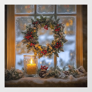 Candlelight Wreath Window Cling