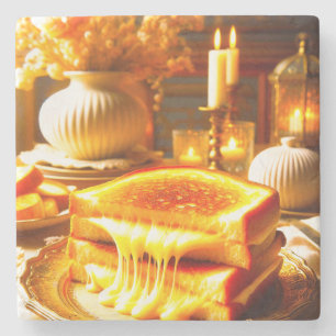 Candlelit Comfort Meal: Grilled Cheese Sandwich Stone Coaster