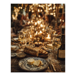 Candlelit Wine & Bread Feast Photo Print