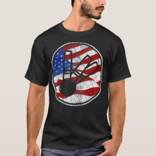 Candlepin Bowling American Flag  Vintage Candlepin T-Shirt