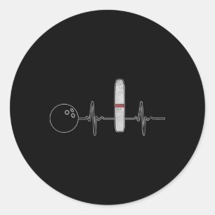 Candlepin Bowling Funny Heartbeat Bowler  Classic Round Sticker
