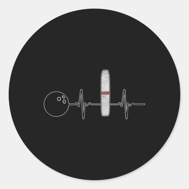 Candlepin Bowling Funny Heartbeat Bowler  Classic Round Sticker (Front)
