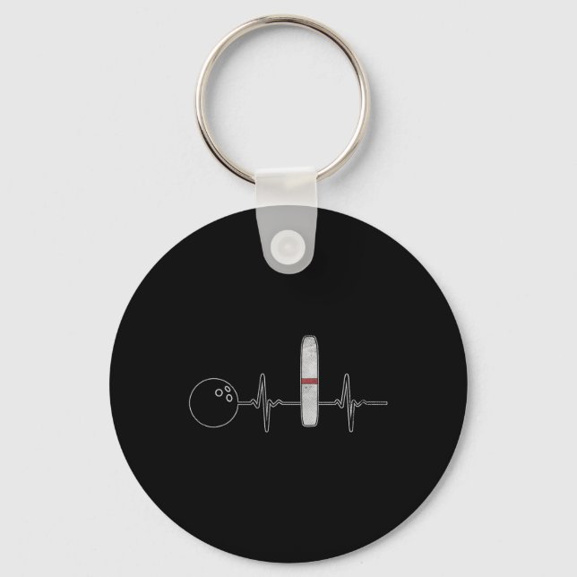 Candlepin Bowling Funny Heartbeat Bowler  Key Ring (Front)