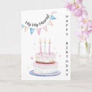 Candles and Cake Happy Birthday Card