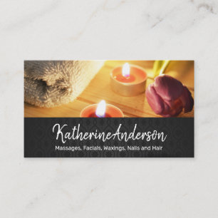 Candles and Flowers Day Spa   Bamboo Background Appointment Card