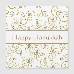 Candles and Gold Swirls Hanukkah Card