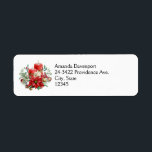 Candles and Poinsettia Bouquet Christmas Return Address Label<br><div class="desc">Address labels with a pretty bouquet made with watercolors. Red candles with gold accents and a smaller white candle too. Surrounded by a pine bouquet with a poinsettia flower.</div>