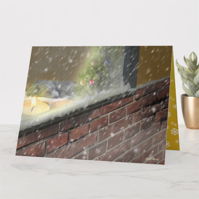 Candles and sleeping dogs at the window (2) Christ Card (Small Plant)