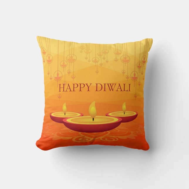 Candles Diwali Holiday Cushion (Front)