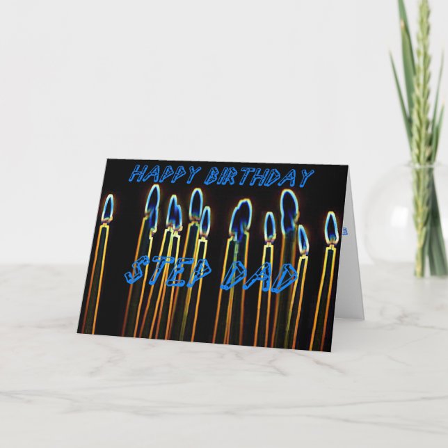 Candles Happy Birthday Step Dad Card (Front)