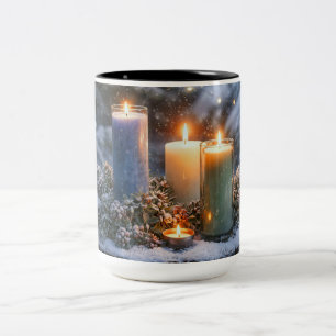 Candles in the Snow Pretty Mystical Coffee Two-Tone Coffee Mug
