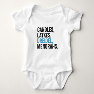 Candles Latkes Dreidel Menorahs Funny Hanukkah Jew Baby Bodysuit