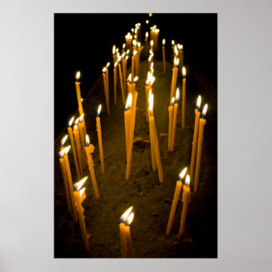 Candles lit in a church, Armenia Poster