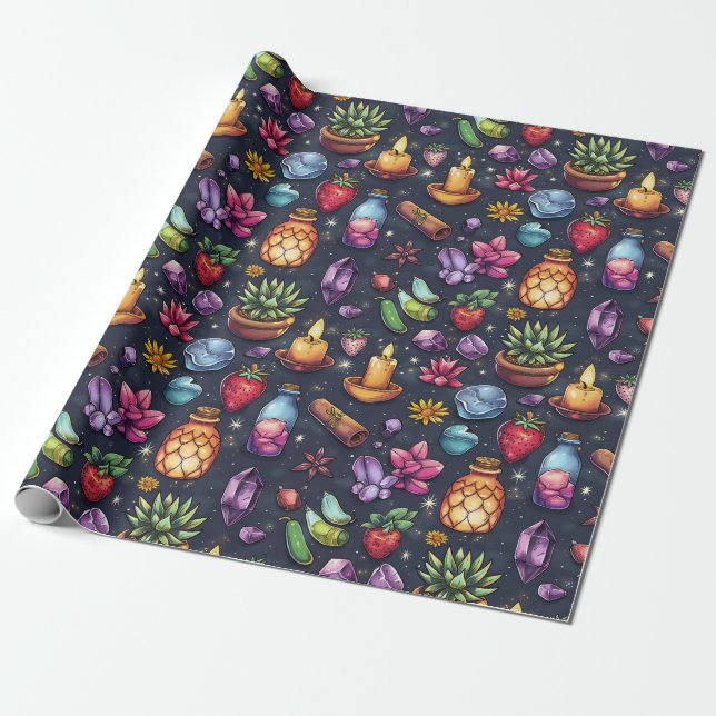 Candles, Potions and Succulents, Oh My! Wrapping Paper (Unrolled)