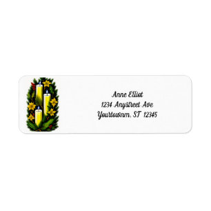 Candles with Flowers Return Address Label