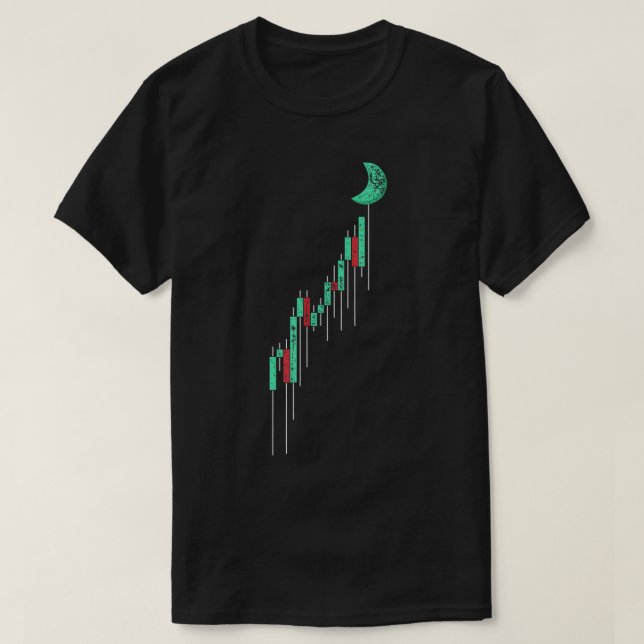 Candlestick Chart To The Moon T-Shirt (Design Front)