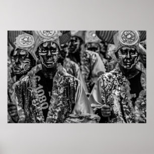 Candombe drummers at calls parade, montevideo, uru poster