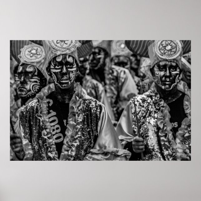 Candombe drummers at calls parade, montevideo, uru poster (Front)