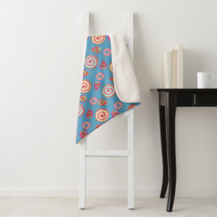Candy and Cakes Blue Sherpa Blanket
