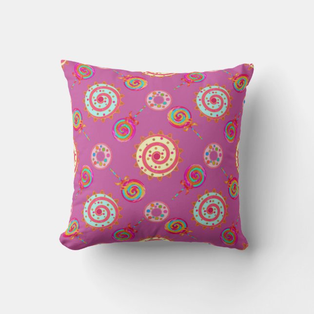 Candy and Cakes Pink Cushion (Front)