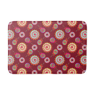 Candy and Cakes Red Bath Mat