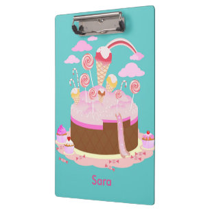 Candy and chocolate cake for birthday party clipboard