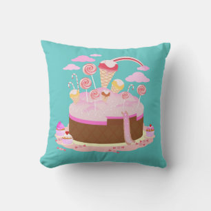 Candy and chocolate cake for birthday party cushion