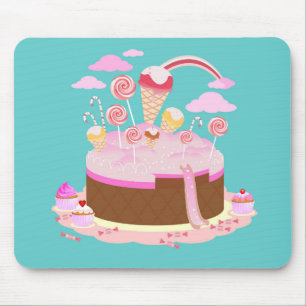 Candy and chocolate cake for birthday party mouse pad