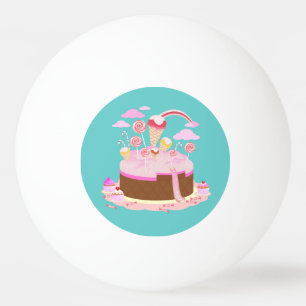 Candy and chocolate cake for birthday party ping pong ball