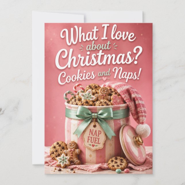 Candy and Cuddles Funny Christmas Greeting Card (Front)