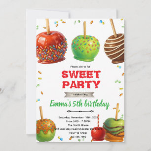 Candy Apple birthday party Invitation