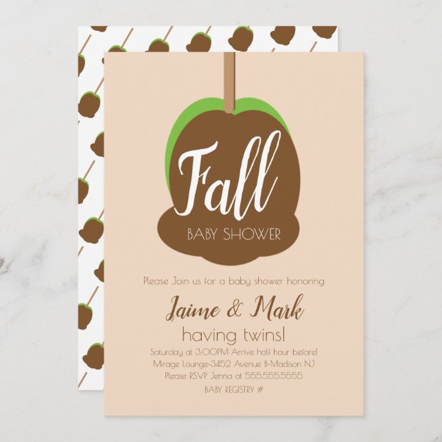 Candy Apple Carmel Fall Baby Shower  Invitation (Front/Back)