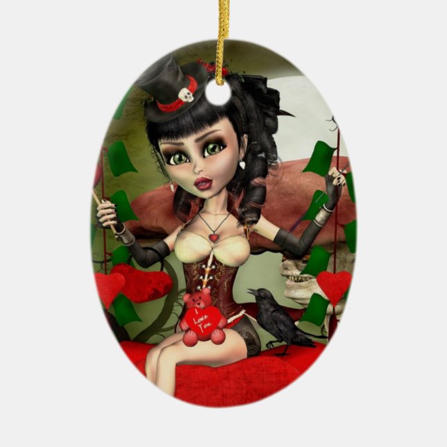 Candy Apple Love Gothic Lolita Oval Ornament (Front)