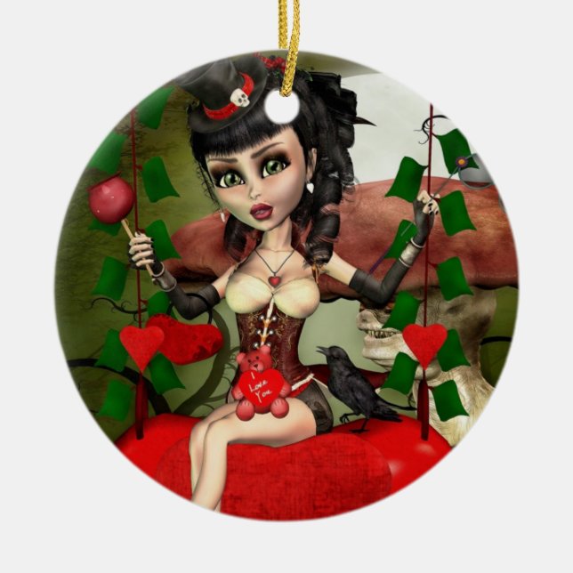 Candy Apple Love Gothic Lolita Round Ornament (Front)
